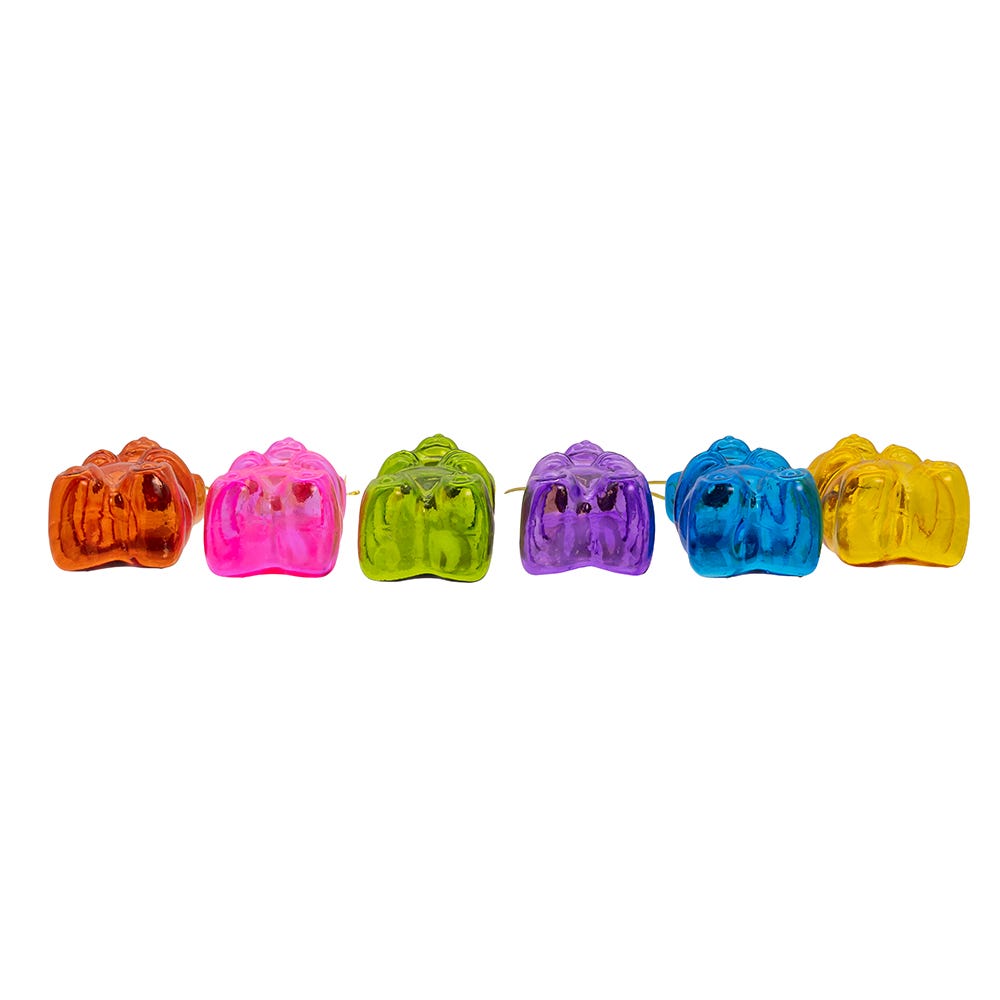 Kurt Adler Noble Gems Glass Gummy Bear Ornaments 6-Piece Set